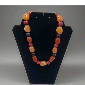 Source Unknown Vibrant Orange and Red Necklace